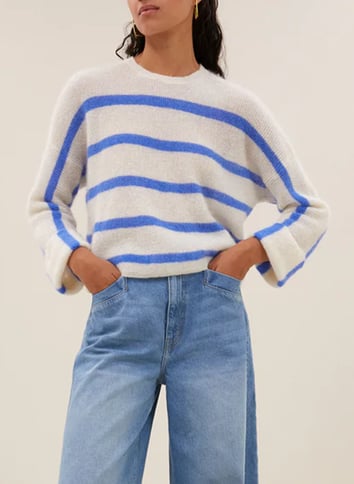 Wool-blend loose-fit striped sweater BY BAR Blue